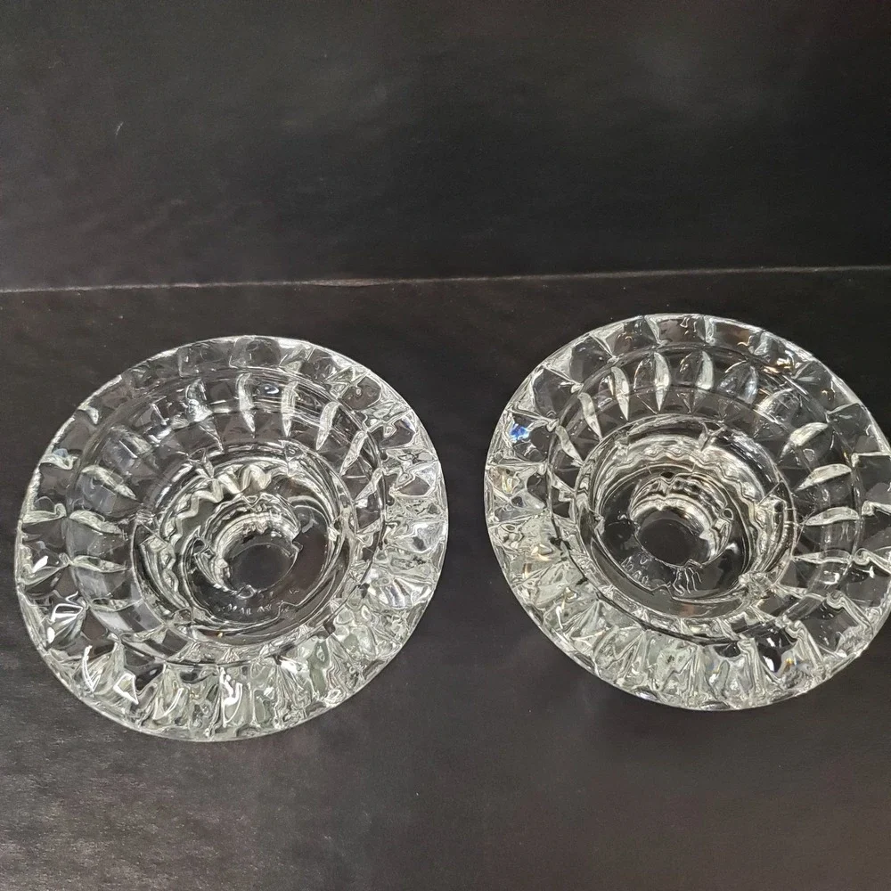 Vintage Set of Clear Cut Glass Candle Holders For Multi-size Candles Malaysia